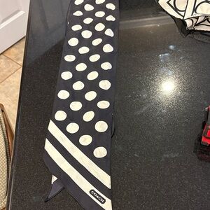Coach Navy and White Polka Dot Scarf